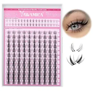 Yawamica Fairy Lash Clusters DIY Eyelash Extensions Manga Eyelash Clusters C Curly Spiky Anime Lashes Wispy Individual Lashes 8-16mm with 5-6mm Bottom Lashes Clusters for Manga Lash look (Fairy)