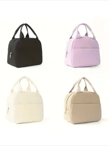 Reusable Embroidered Corduroy Insulated Lunch Bag - Portable Ideal for Kids School, Work & Travel Lunch Bags Women Corduroy Lunch Tote