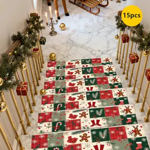 Non-Slip Stair Carpet,Christmas decorations Step Protection Carpet, Decorative Bordered Stair Mat for Home Decoration & Bedroom Accessories - Suitable for Indoor, Outdoor Stairs & Multiple Scenarios, Decorative Rugs
