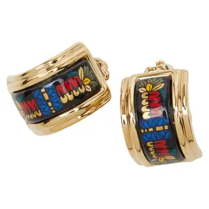 Pre-owned HERMÈS Brass Small Leather Goods Hermes Emaille Earrings