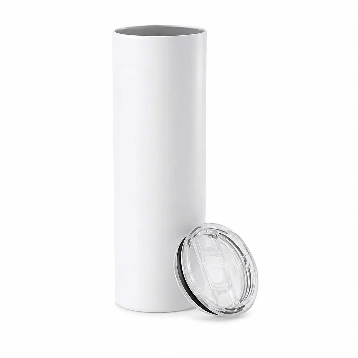 20oz Sublimation Skinny Tumbler with Straw – White Stainless Steel Straight Cup for Custom Printing