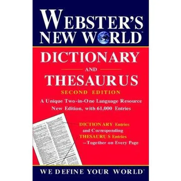 Used Webster's New World Dictionary and Thesaurus, 2nd Edition (Hardcover) - English Reading Materials with Dust Cover, 3,000 Dictionary Terms, Completely Revised by The Editors of Webster's New World D, 3,000 New Dictionary Terms