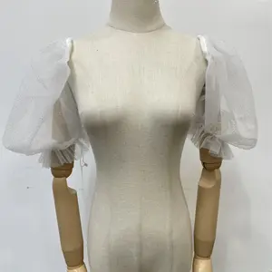 Short Puffy Sleeves, Detachable Sleeves, Bridal Removable Sleeves, Wedding Detachable Sleeves, Shiny Tulle Detachable Sleeves Dress Elegant