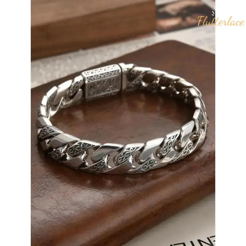 Men’s Vintage Punk Stainless Steel Chain Link Bangle - Adjustable Unisex Streetwear Jewelry, Ideal for Daily Use, Perfect Birthday/Anniversary Bag Accessory Charm, Bold Look