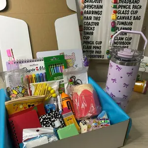 2 Bundle Teacher Box + 30 oz Teacher Tumbler Add-On - Double-Wall Insulated, Adorable Prints, Perfect for School & On-The-Go Drinkware - Bottle