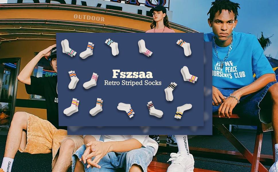 6-Pack crew socks for women/Men - Retro Sport Socks Breathable Cotton, Seamless Comfort