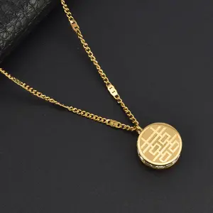 Chinese-style light luxury personalized versatile diamond-encrusted double-sided fortune necklace for women, high-end titanium steel jewelry