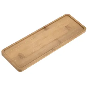 Unique Bargains Plant Pot Saucer, 11x3.7 Inch Bamboo Rectangular Flower Drip Tray for Indoors