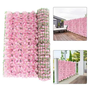3-Piece Artificial Fence Screen with Floral Design, Adjustable Length, Privacy Garden Decor, Wedding Courtyard Use, Outdoor