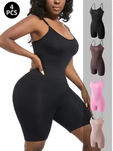 4-Pack Spaghetti Strap Shapewear Bodysuit Seamless High-Stretch Smooth Tummy Control & Butt Lifting Postpartum Slimming Body Shaper Womenswear