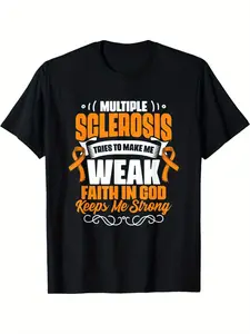Ms Awareness T-shirt-multiple Sclerosis Shirt with Eye-catching Scierosis and Ms Ribbon Design Faith Theme Message Comfortable Round Neck Casual T-shirt Suitable for Men and Women, Ms Patients AUnisex 2026 Black T-Shirt