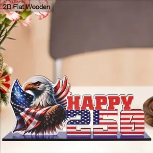 One set of 2D flat "Happy 250th Anniversary" (1776-2026) bald eagle wooden desktop decorations, a patriotic Independence Day wooden sign, a patriotic gift for July 4th, suitable for American family office party decoration.