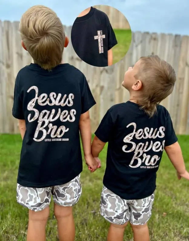 Youth Jesus Saves Bro youth 2-Side Tshirt, country boy clothes, kids stuff for boys, girl and boy clothing, western baby clothes