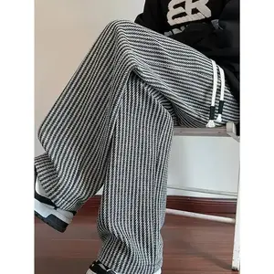 Striped Trousers Men's Striped Woven Casual Straight Pants Autumn Winter Edition