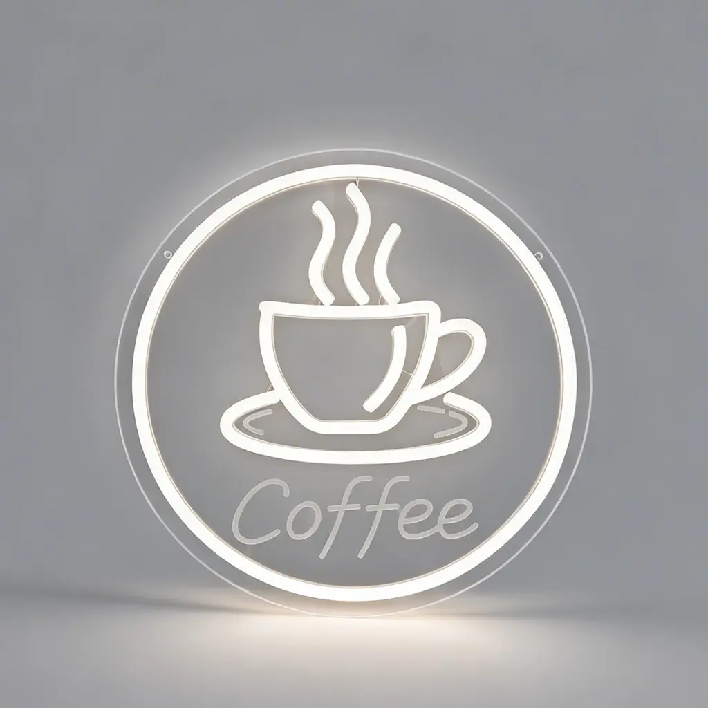 3D Carved Neon Light Coffee Cup, Home Decor Indoor Cafe, Living Room Bar Kitchen Office Daily Decoration, USB Powered, Adjustable Brightness, Decorative Neon Light, Cool Lights