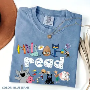 Comfort Colors Read Children's Books Teacher TShirt, Teacher Life Graphic Shirt, Teacher Appreciation Gift, Back To School, Cotton Basic Tee Crewneck Fit