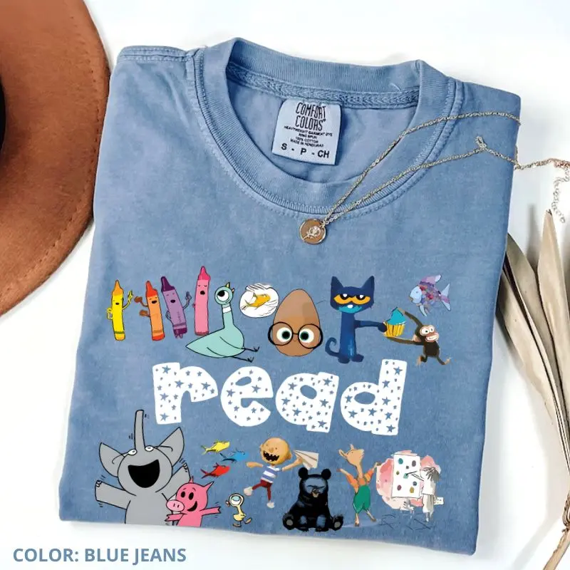 Comfort Colors Read Children's Books Teacher TShirt, Teacher Life Graphic Shirt, Teacher Appreciation Gift, Back To School, Cotton Basic Tee Crewneck Fit