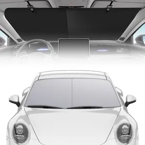 Automatic Retractable Car Sunshade,Automatic Retractable Sunshade for Car Windshield Sun Shade Roller Shades for UV and Heat Protection,Foldable 27x53inch (1 Pair)