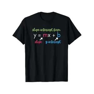 'S & 'S Short  Math Teacher Slope Intercept Form Algebra T-Shirt for Men & Women - Soft Casual Round Neck Tee with Y=Mx+ Equation Fabric Suitable for Teachers Students Math Enthusiasts Same Style for Men And Women 2026 Summer Short-Sleeved Printed T-Shirt