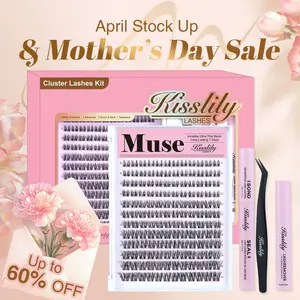 Muse | Kisslily Ghost Lashes Vibe but Better Long-Lasting, Waterproof & Super Soft & Invisible Band | Waterproof Long-Lasting Natural Daily Beginner-Friendly DIY Lashes for Flawless Voluminous Look Trendy Must-Have Clusters mothersdaygift