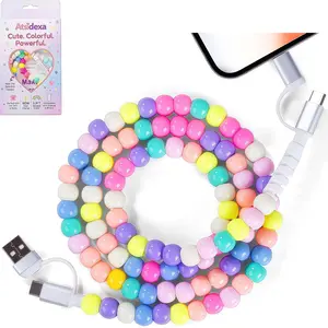 4-in-1 Beaded Charging Cable, Metal Design, Nicely Packed, 60W Fast Charging, Cute Colorful Cable, Gift for Girls