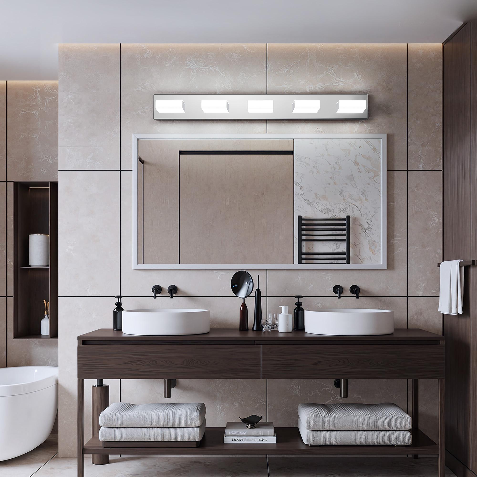 KDG LED Modern Bathroom Vanity Light Fixtures, 4 Lights Matte Black 5000K Wall Lighting Over Mirror, Lights for Dressing Room, Bedroom