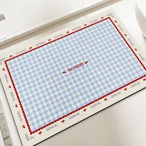 Cherry Imitation Hemp Bathroom Mat, Comfortable Breathable Foot Protection, Quick Drying, Easy Clean, Anti-Slip