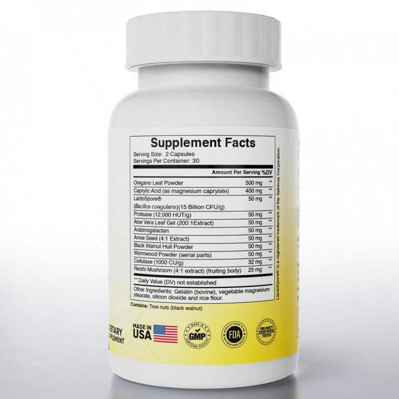 Herbal & Probiotic Blend - Candida Cleanse Capsules With Reishi Mushroom, Protease & Cellulase For Digestive Health And Yeast Overgrowth Control