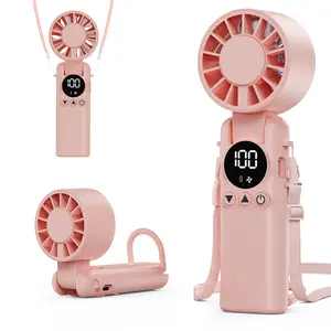 Portable Handheld Fan, 5000mAh Rechargeable Mini Personal USB Fan with LED Display & Foldable Design, 199-Speed Powerful Battery Operated Travel Fan for Women, Outdoor, Office Black Protection Protection Protection summervibes