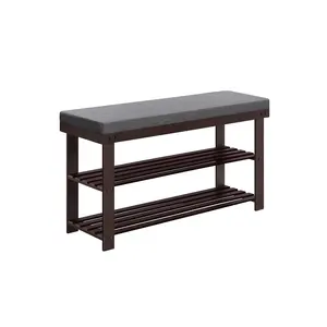 SONGMICS 3-Tier Bamboo Shoe Bench Max. Load 300 lb