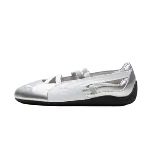 Puma Speedcat Ballet Metallic Silver Women's Perfect Daily Trendy Casual Lifestyle Fashion Footwear Walking Sneaker Shoe Girl