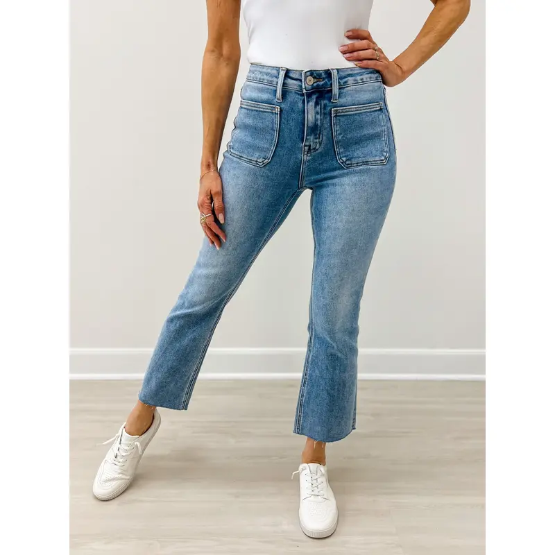 Vervet THROWBACK High Rise Patch Pocket Kick Flare Jeans