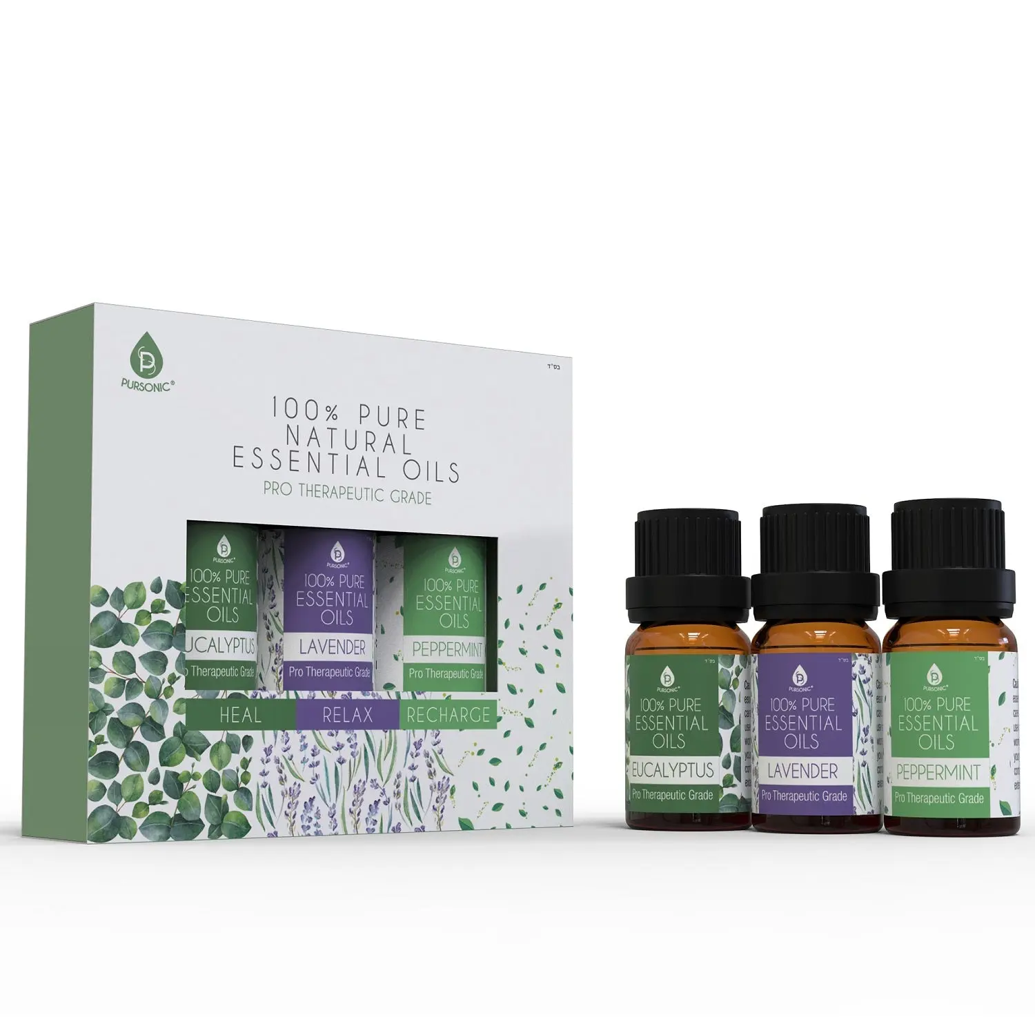 3-Pack Pure Natural Therapeutic Essential Oils - Blendable Lavender, Eucalyptus Relaxing Blend for Stress Relief, Peace of Mind, At-Home Routine Health Support & Baths