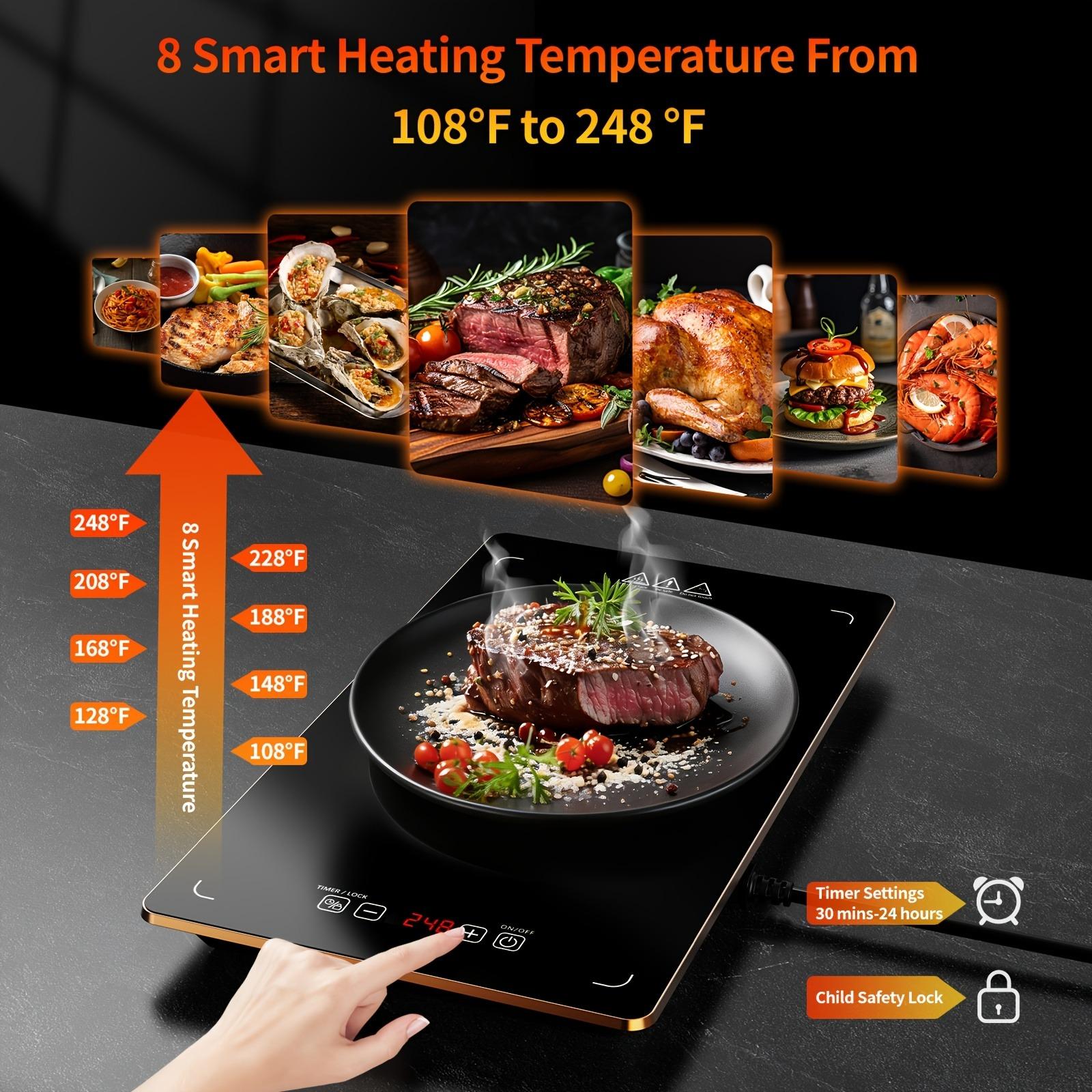 Food Warming Mat, 3/4/5-in-1 Electric Warming Tray,Heating Plate ，Ultra Thin Working Tempered Glass Panel for Keeping Food Hot, Portable Warmer for Parties Holiday Dinners