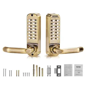 VEVOR Mechanical Keyless Entry Door Lock,  14 Key Mechanical Door Lock, Mechanical Keypad Door Lock with Handle, Double-Sided Stainless Steel Waterproof Keyless Gate Lock, for Home Office Fence Garage