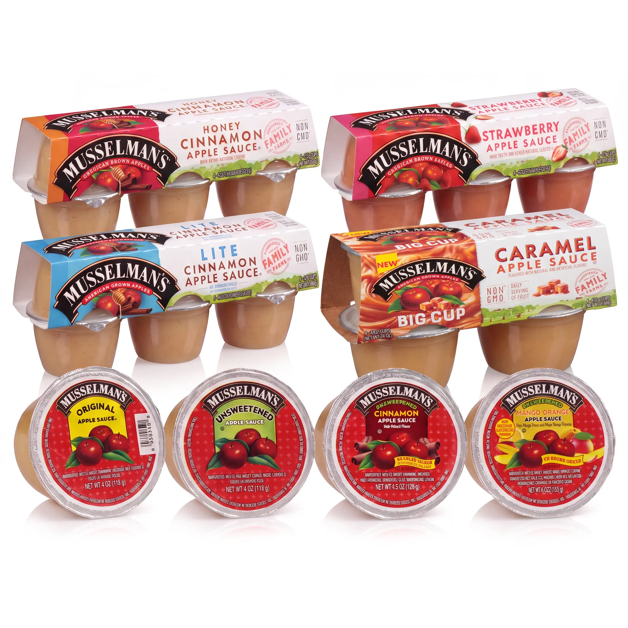 Musselman's Applesauce Cups, Choose Your Flavor, 6 Count Cups or Big Cups, Original, Strawberry, Honey Cinnamon, Unsweetened & More