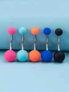 Stainless Steel Belly Button Rings, Cute Ball Decor Belly Piercing Jewelry for Women, Body Jewelry, Fashion Accessories for Party, Daily Clothing Decor