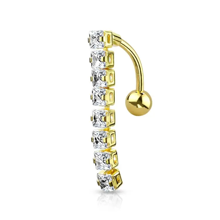 Statement Gold Diamond Lined Belly Ring for Navel Piercing, Belly Rings for Women, Belly Piercings