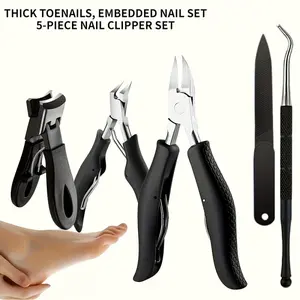 5 pieces of heavy-duty elderly toenail scissors, wide mouth design and nail clipper - thick metal blade, ergonomic handle suitable for thick toenails, precise trimming, foot and fingernail care, durable nail scissors suitable for elderly people