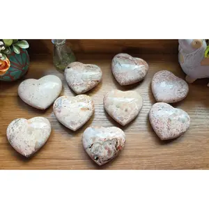 Pink Plume Agate Heart