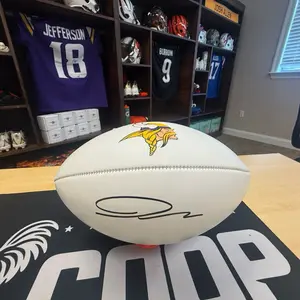 Jordan Addison autographed football - Minnesota Vikings