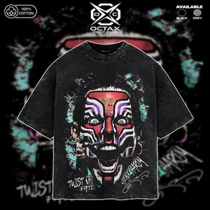 [Octa-X] Jeff Hardy Enigma Vintage Graphic T-Shirt - Twist of Fate WWE Wrestling Fan Tee - Retro Washed Oversized Streetwear - Face Paint Design Aesthetic Apparel - Classic Pro Wrestling Tribute Shirt for Men & Women