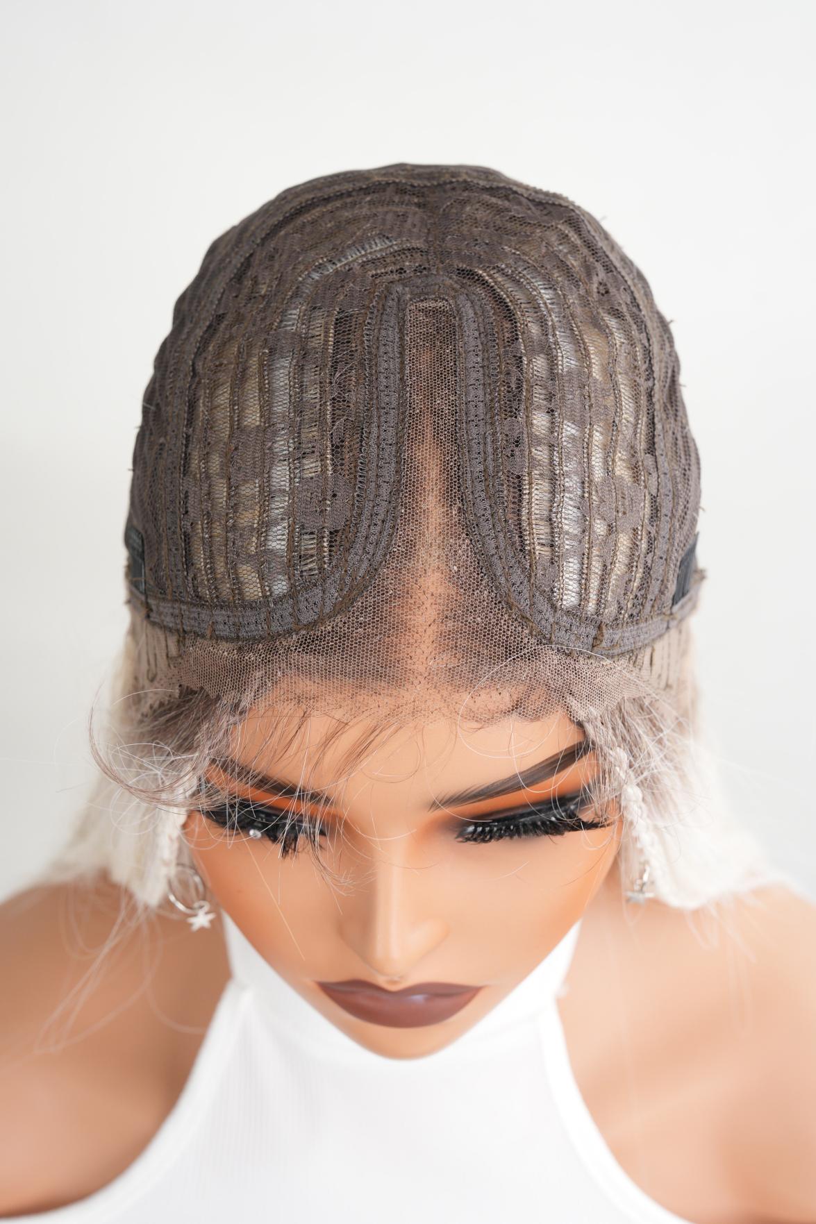 Noble 30 Inch Ash Blonde Ombre Straight Wig with Braids & Star Charms