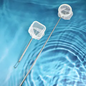 2pcs Extendable Small Size 3D Fishing Net Stainless Steel Fish Tank Net, Tropical Ornamental Fish Scoop Net, Handheld Fish Shrimp Net