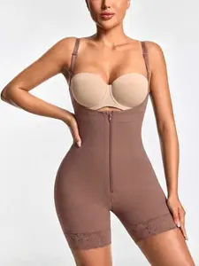 1 Count Lace Trimmed Anti-Slip Bodysuit, Open Bust & Crotch Design Body Shaperwear, Adjustable Thin Shoulder Straps Jumpsuit, Butt Lifting And Tummy Control Shapewear, Comfortable High Waist Hourglass Bodysuit, Suitable For Daily, Sport, Yoga