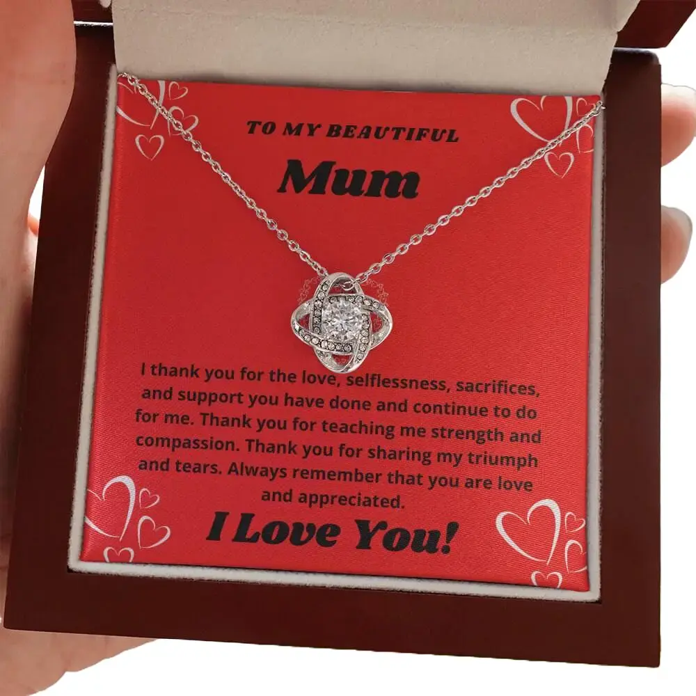 Son's Gift for Mum - Necklace with Meaningful Message Card Inside, Thank You Gift for Mum, Valentine's Day, Birthday Gift