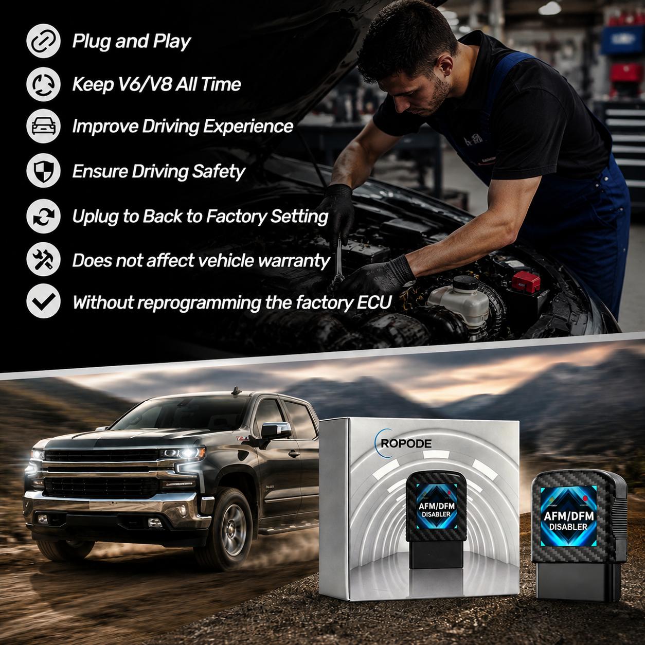 AFM/DFM Disabler,afm delete Compatible with 5.3 Silverado 6.2 Sierra 2007-2022,Active Fuel Management Disable Module,Plug & Play. toolupgrade