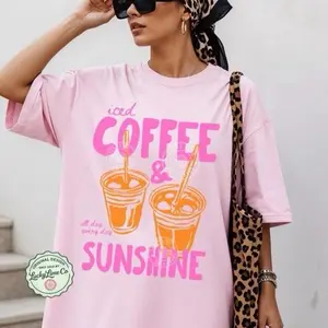 Iced Coffee and Sunshine Shirt, ORIGINAL DESIGNER Comfort Colors Summer Tshirt, Coffee Lover Gift, Trendy Coffee Graphic Tee, Iced Coffee Tshirt