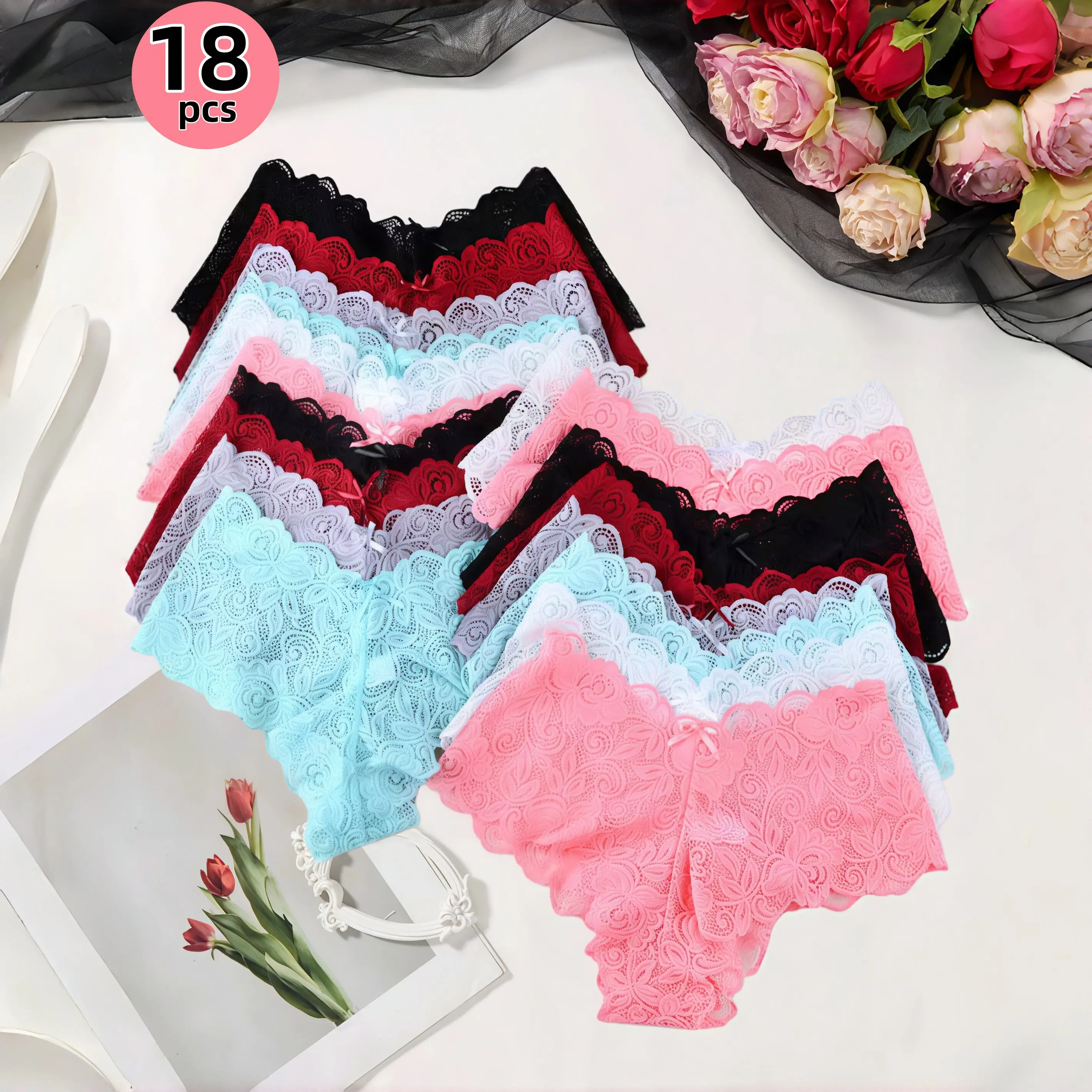 H  18-12-6pack women's low-waisted panties! 3D tailoring fits curves, suits all bodies, matches any underwear. For wedding favors, brides, partner surprises, private parties, all-season. Comfy simple fabri.underwear for women.thong.ladies' intimates