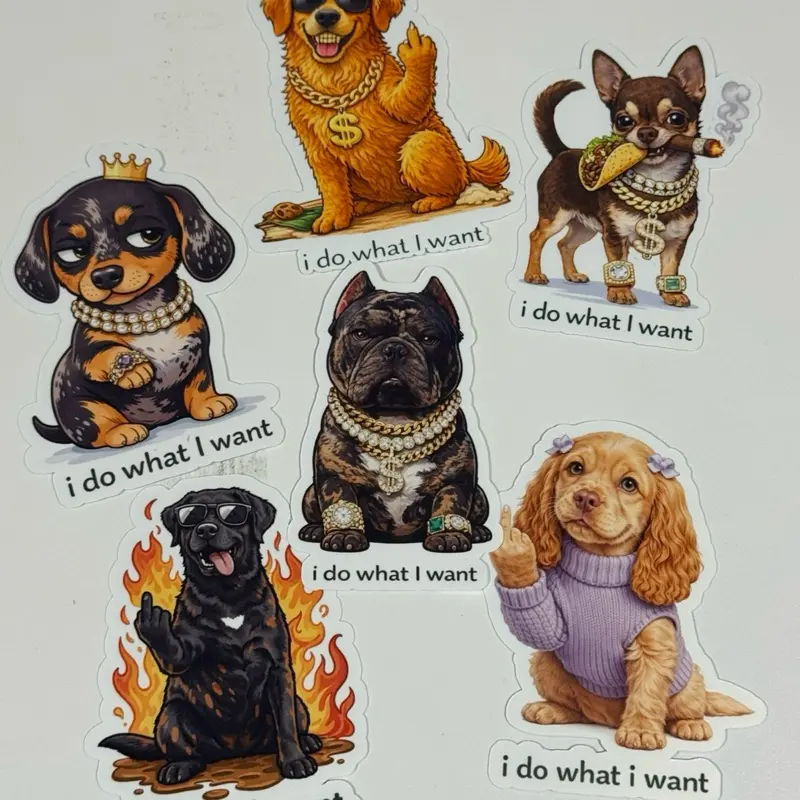 12 PC I DO what i want Pup Stickers 12 Piece Vinyl Pack Waterproof & Durable for Laptops Tumblers Dog Lovers Custom Design